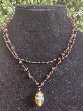 Vintage 70s Glass Bead Funky Necklace